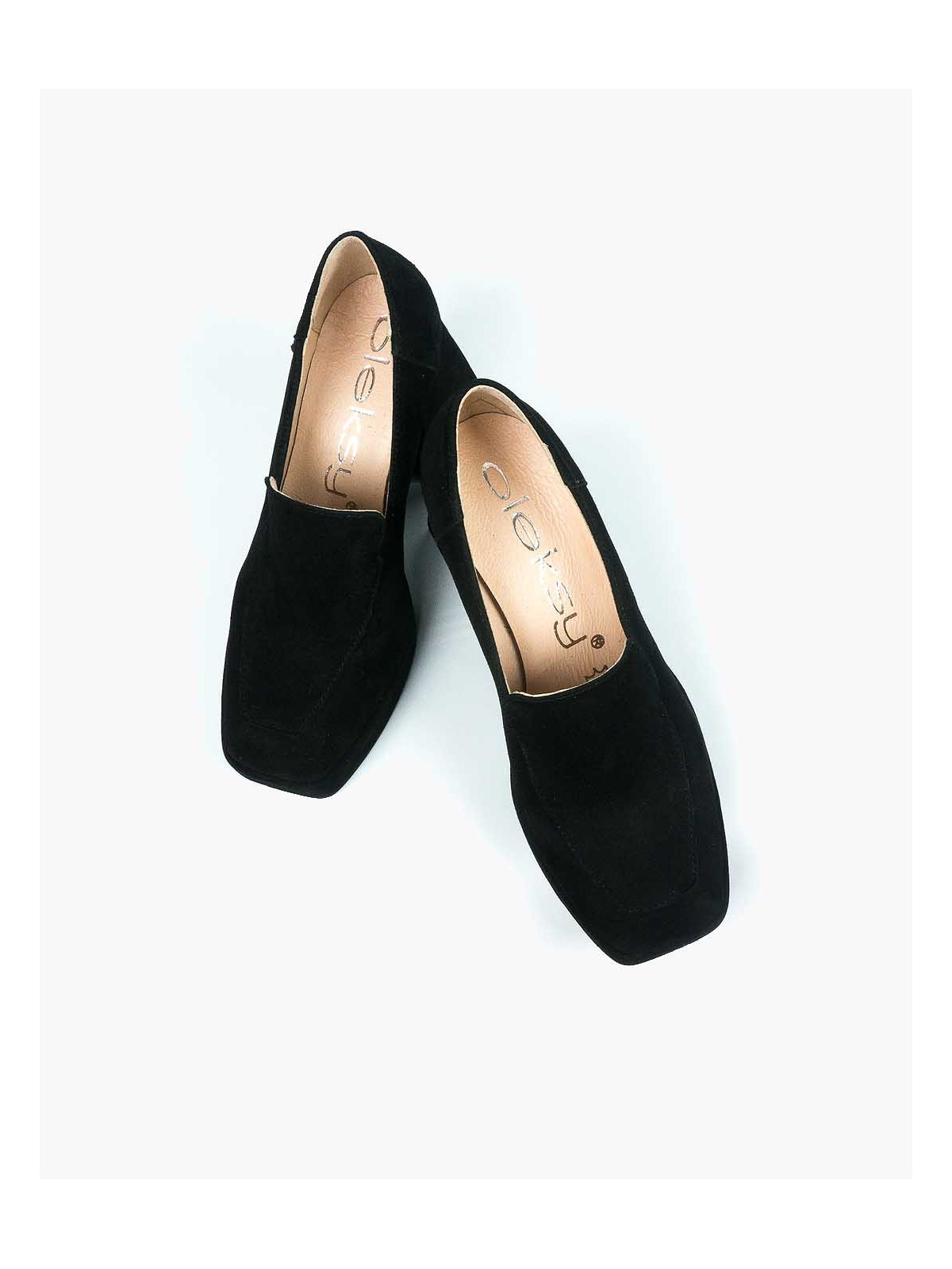Czarne półbuty damskie skórzane