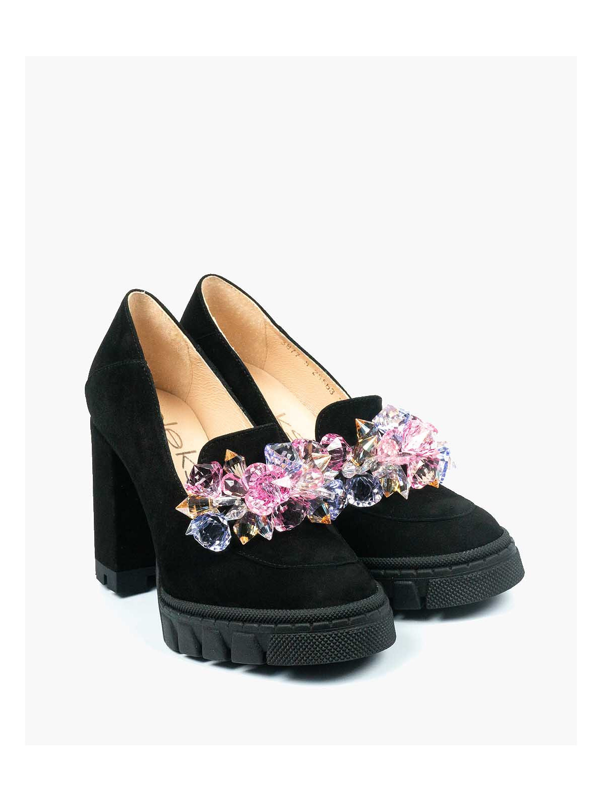 Czarne półbuty damskie skórzane