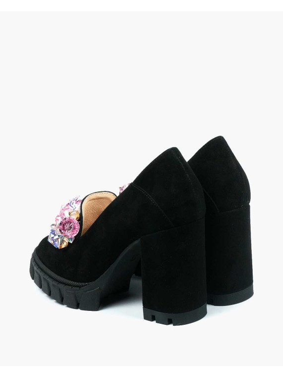 Czarne półbuty damskie skórzane