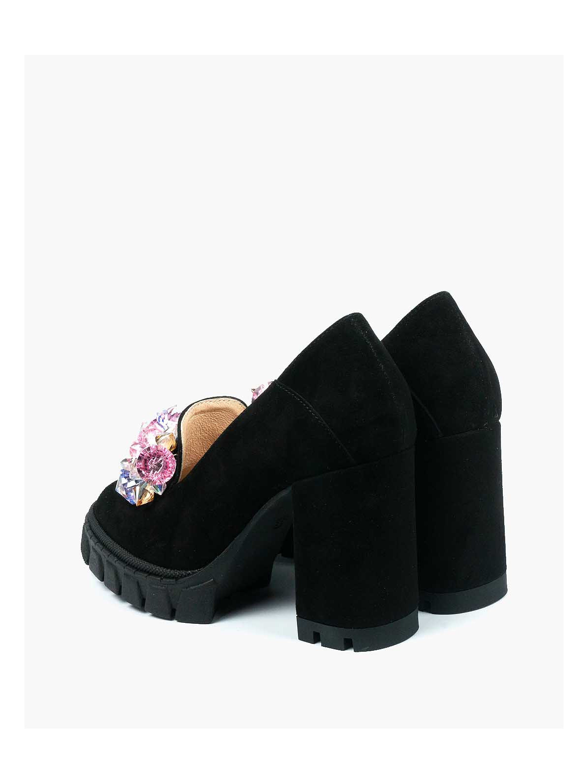 Czarne półbuty damskie skórzane