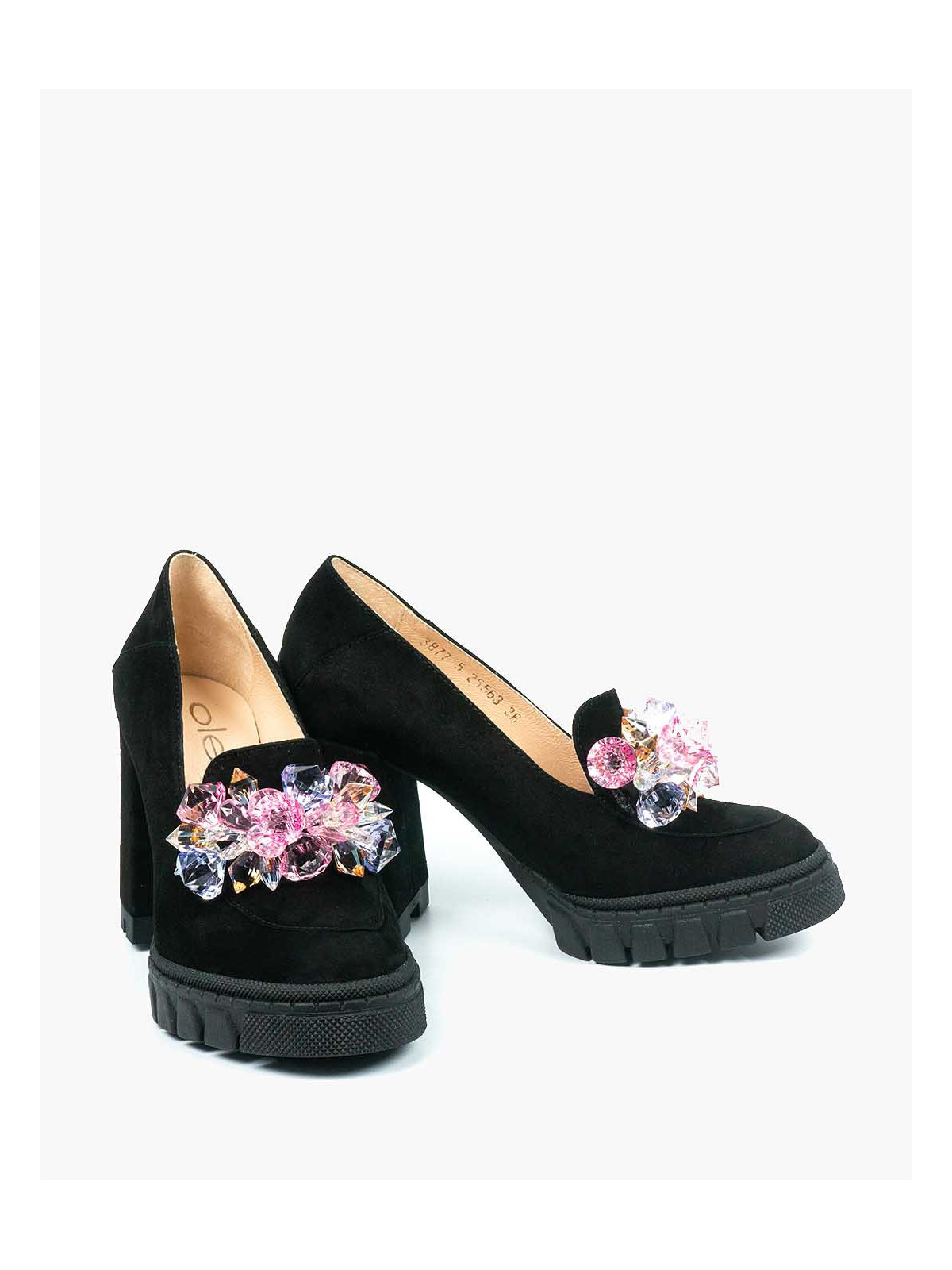 Czarne półbuty damskie skórzane