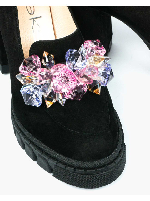 Czarne półbuty damskie skórzane