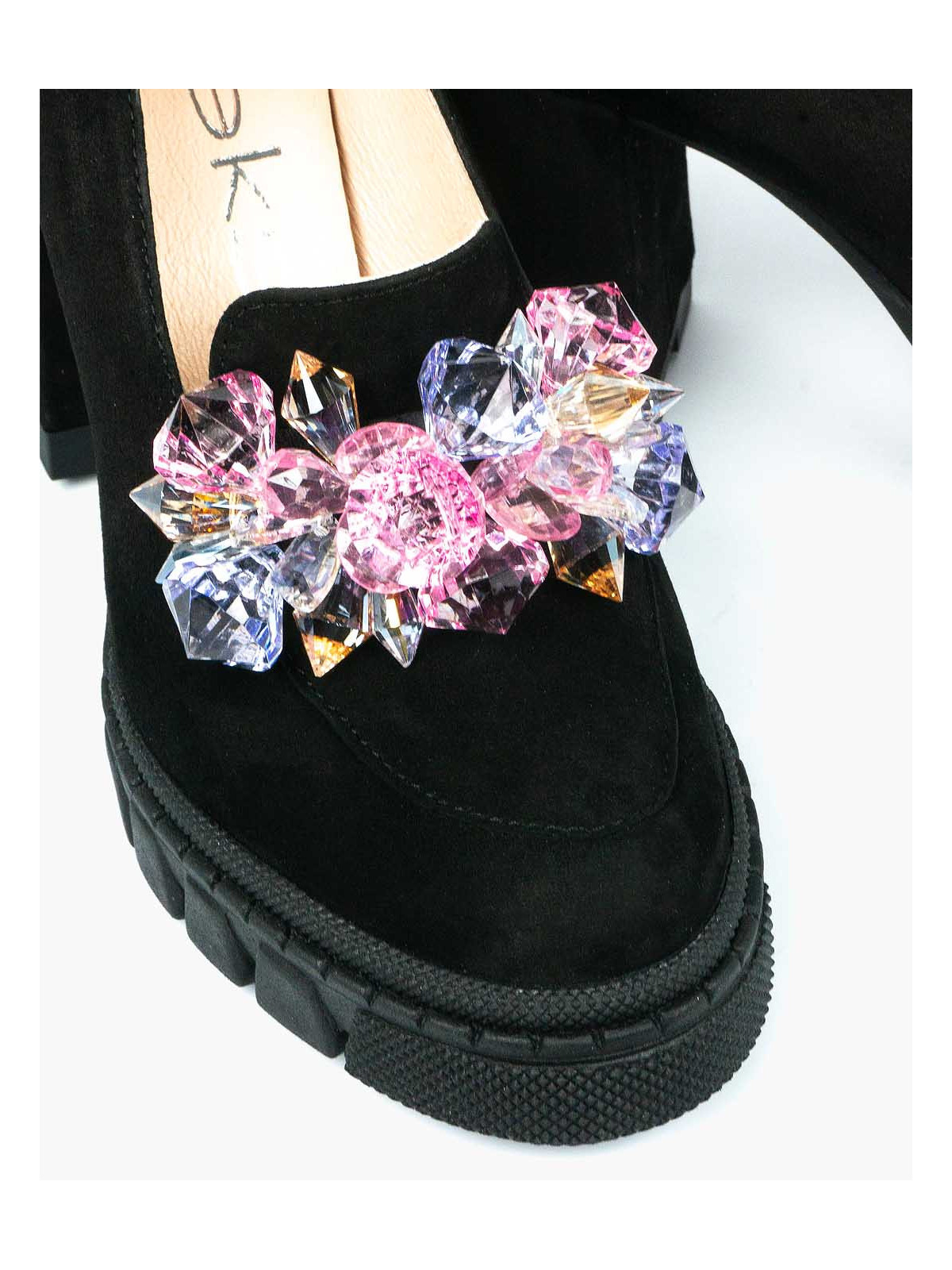 Czarne półbuty damskie skórzane