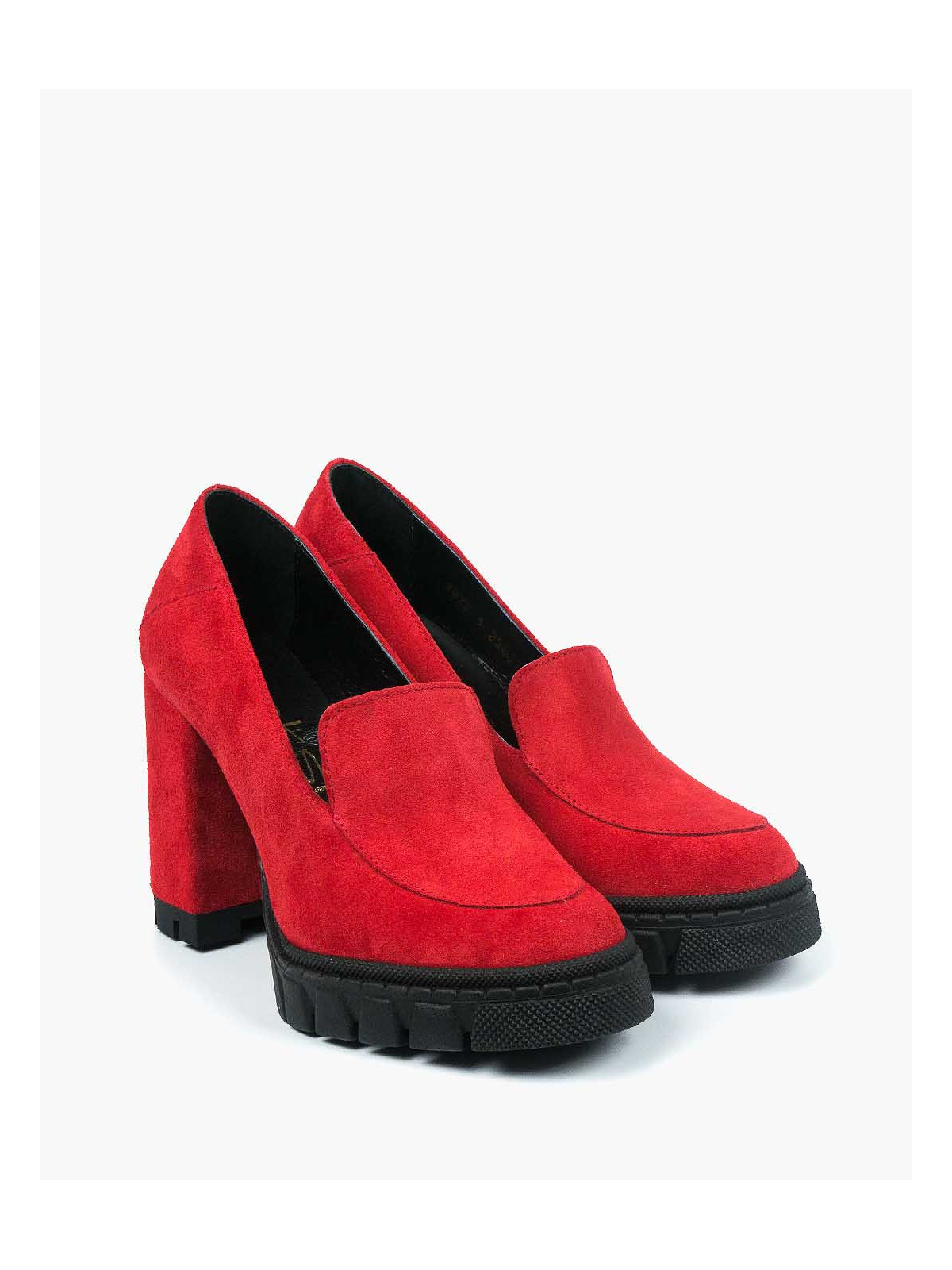 Czerwone półbuty damskie skórzane