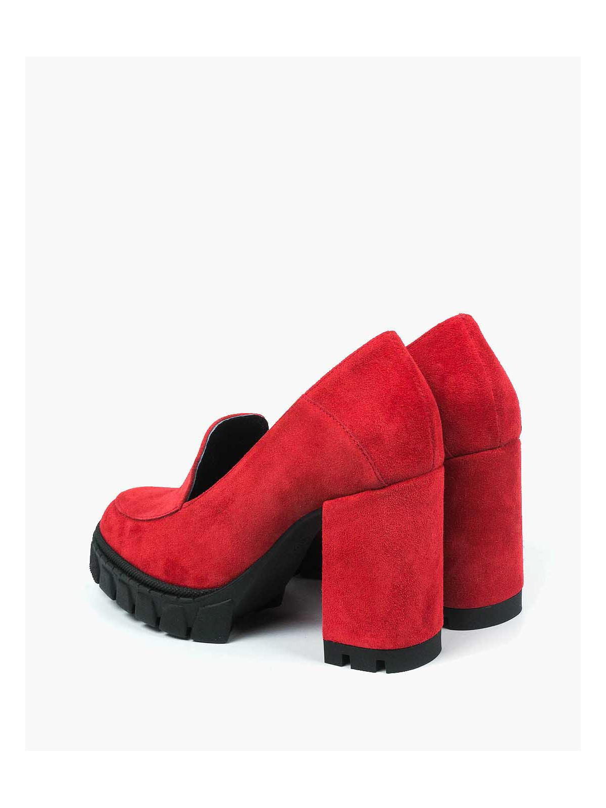 Czerwone półbuty damskie skórzane