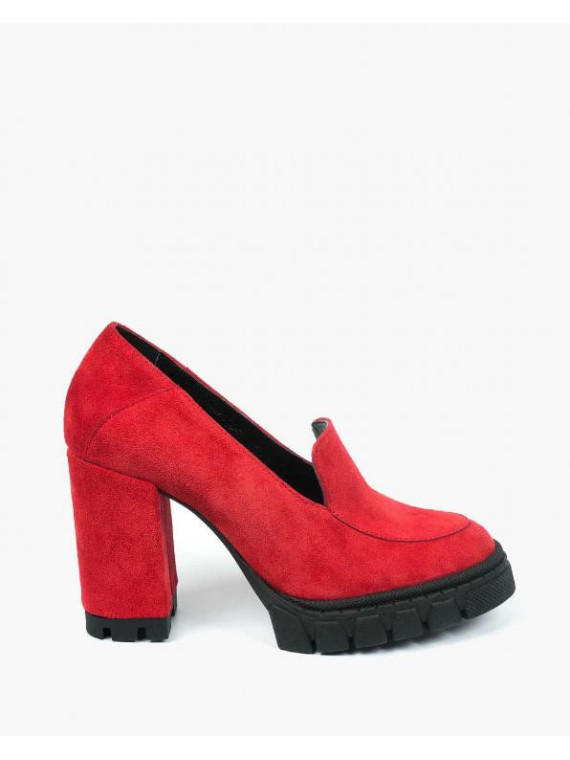 Czerwone półbuty damskie skórzane