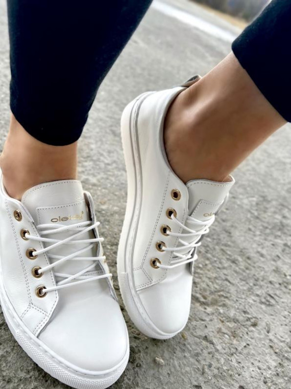 Białe trampki damskie skórzane