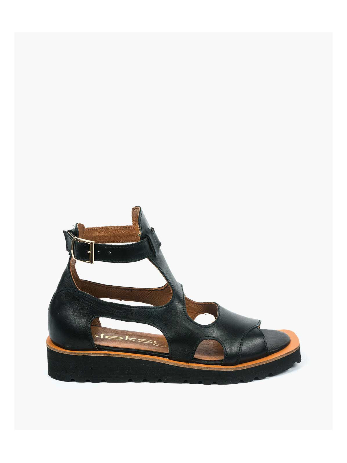 Czarne sandały damskie skórzane