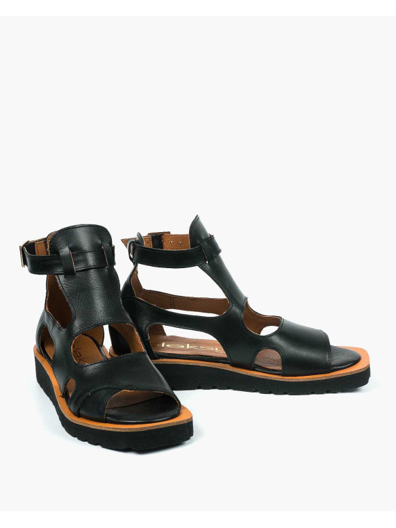 Czarne sandały damskie skórzane