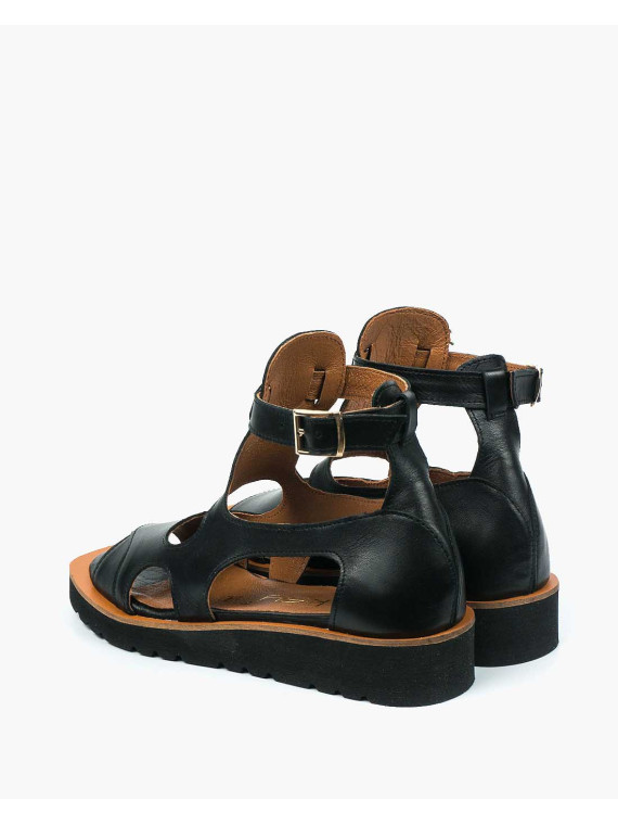 Czarne sandały damskie skórzane