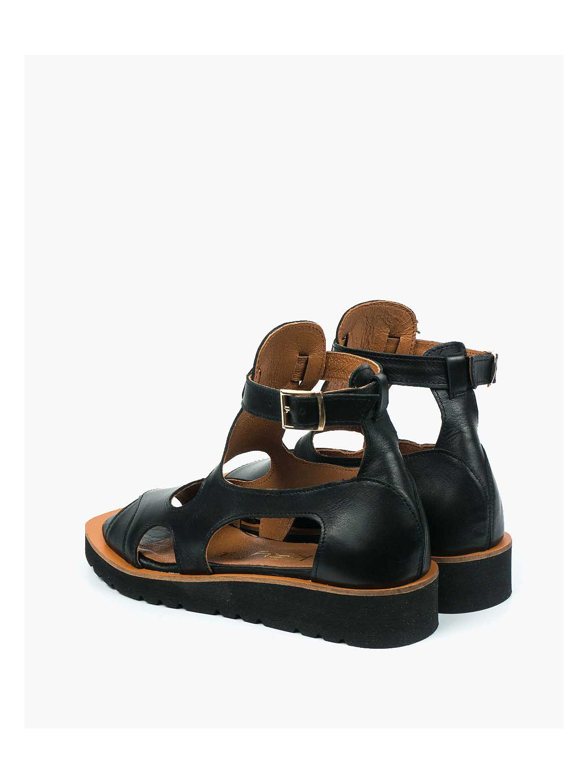 Czarne sandały damskie skórzane