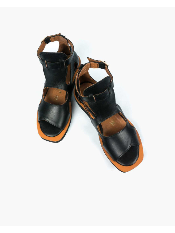 Czarne sandały damskie skórzane