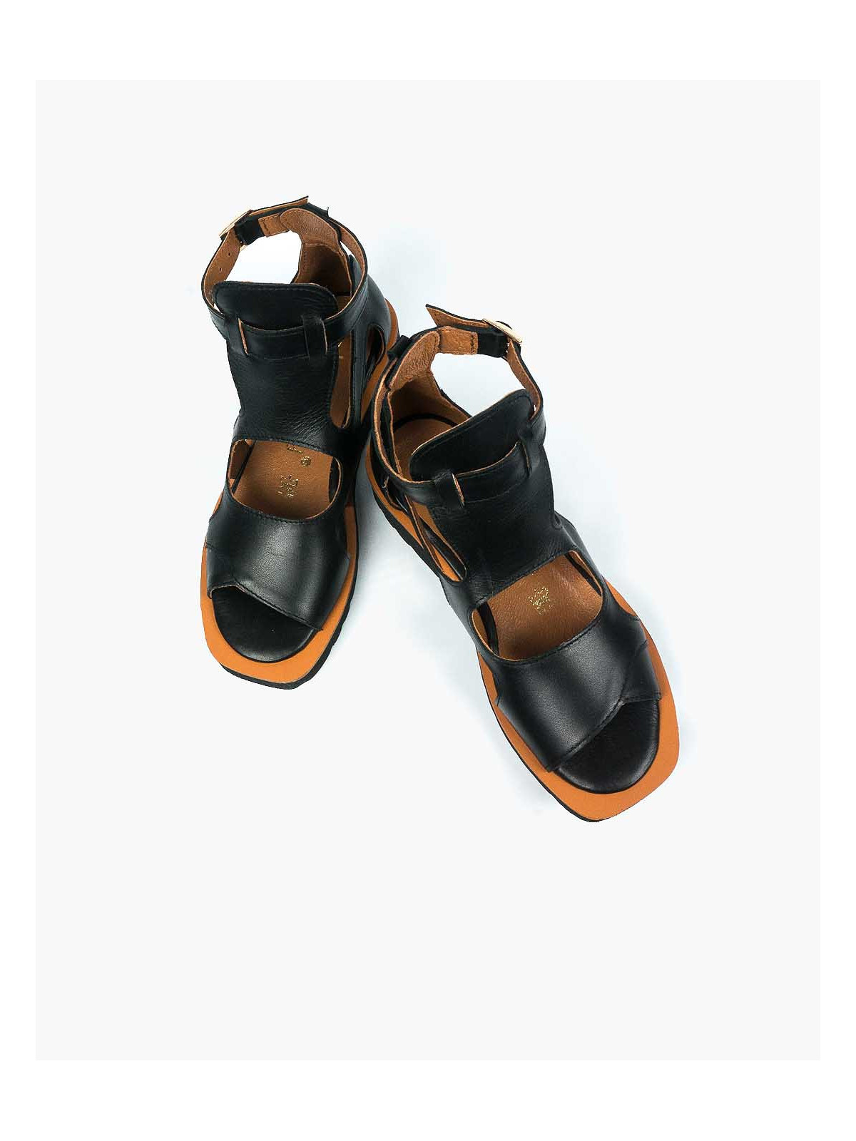 Czarne sandały damskie skórzane