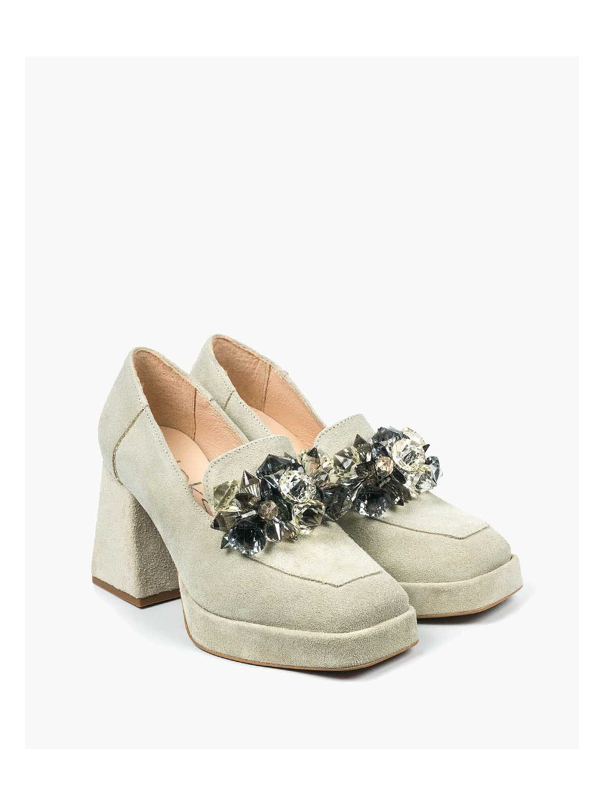 Beżowe półbuty damskie skórzane