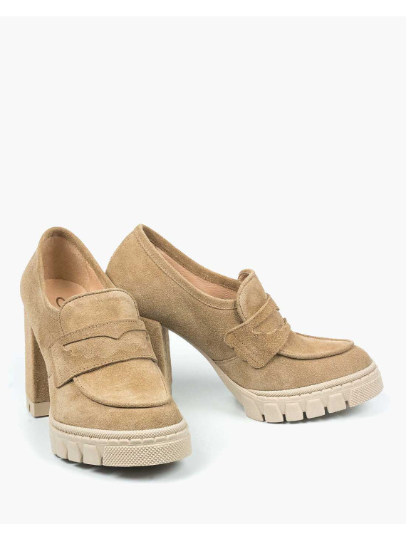 Beżowe półbuty damskie skórzane