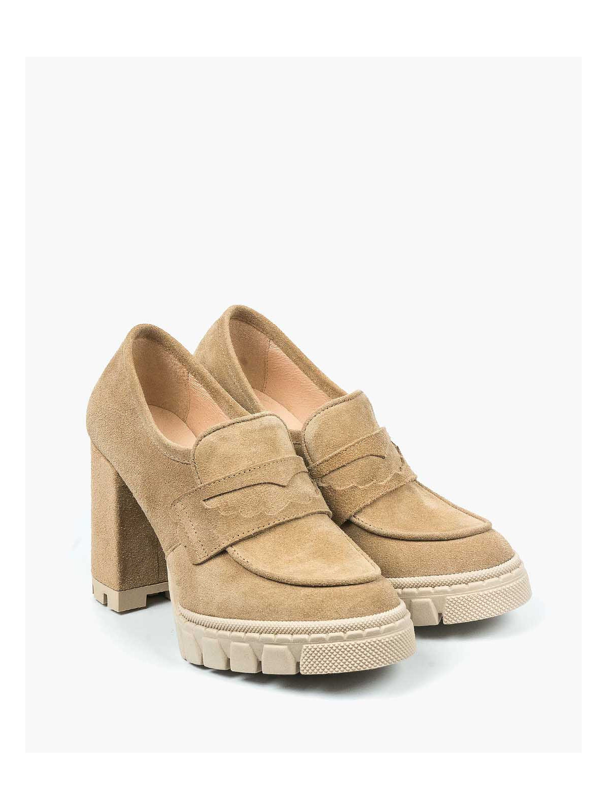 Beżowe półbuty damskie skórzane