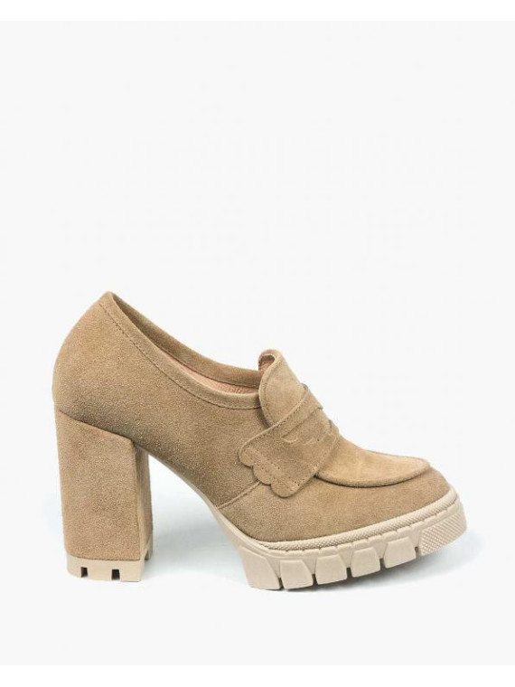 Beżowe półbuty damskie skórzane