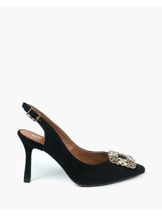 Czarne czółenka damskie skórzane