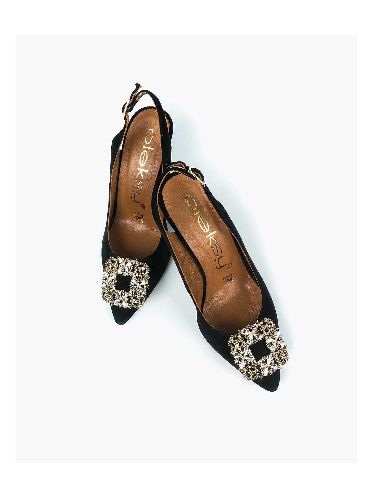 Czarne czółenka damskie skórzane