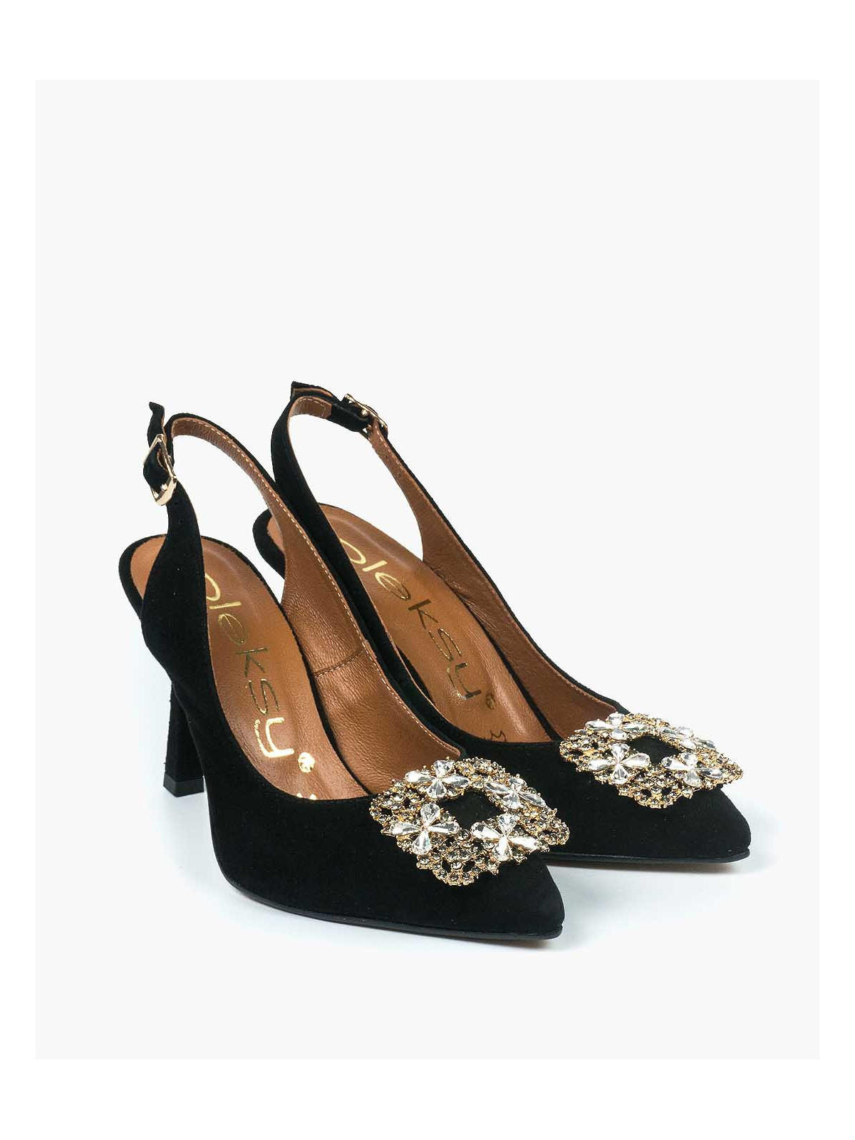 Czarne czółenka damskie skórzane