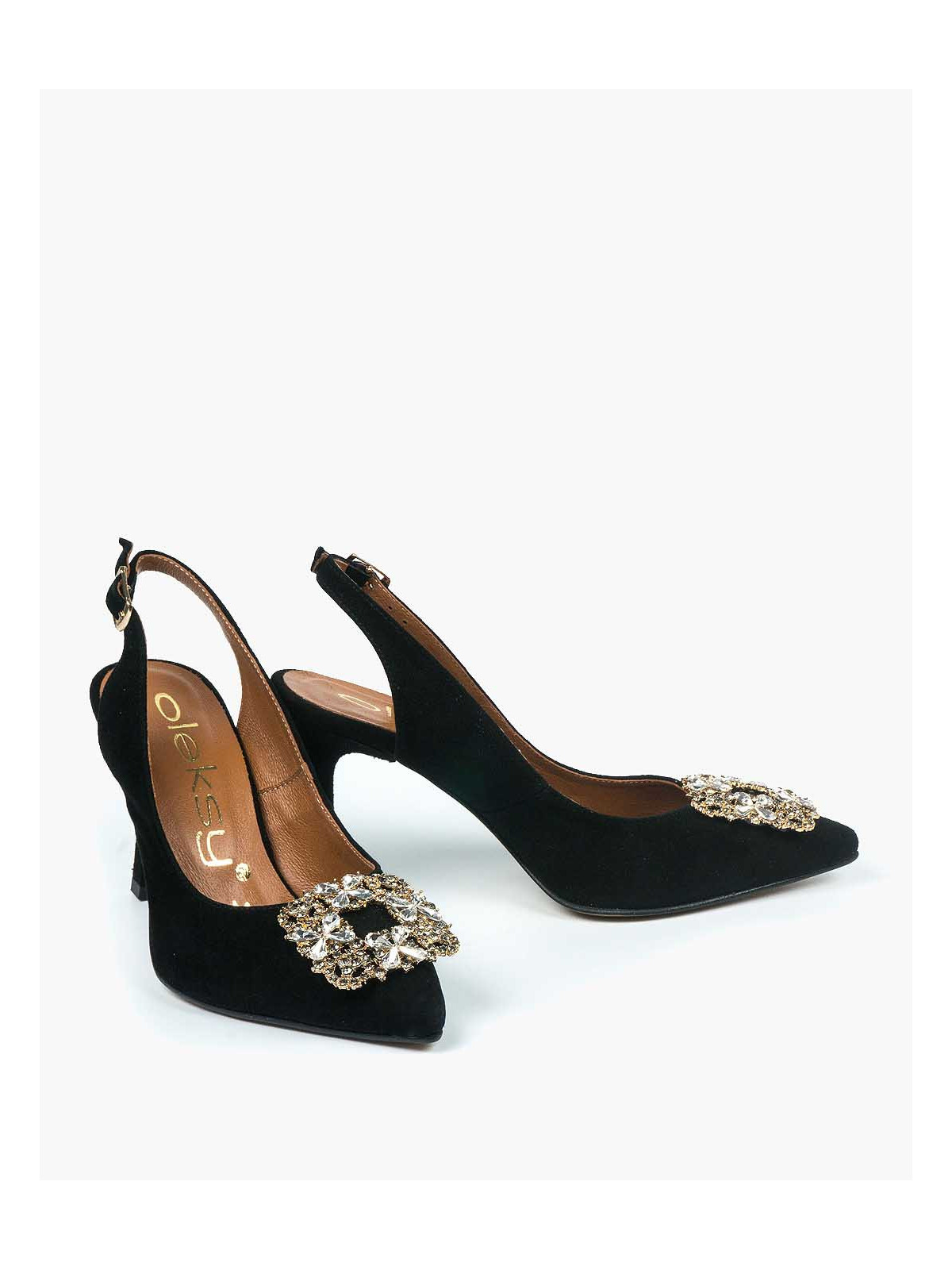 Czarne czółenka damskie skórzane