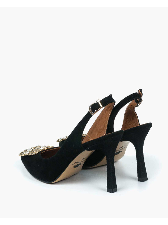 Czarne czółenka damskie skórzane