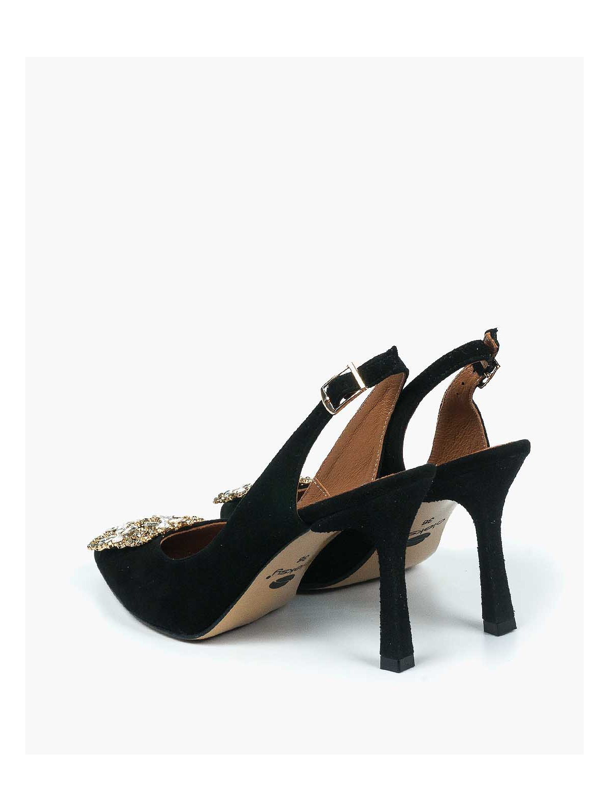 Czarne czółenka damskie skórzane