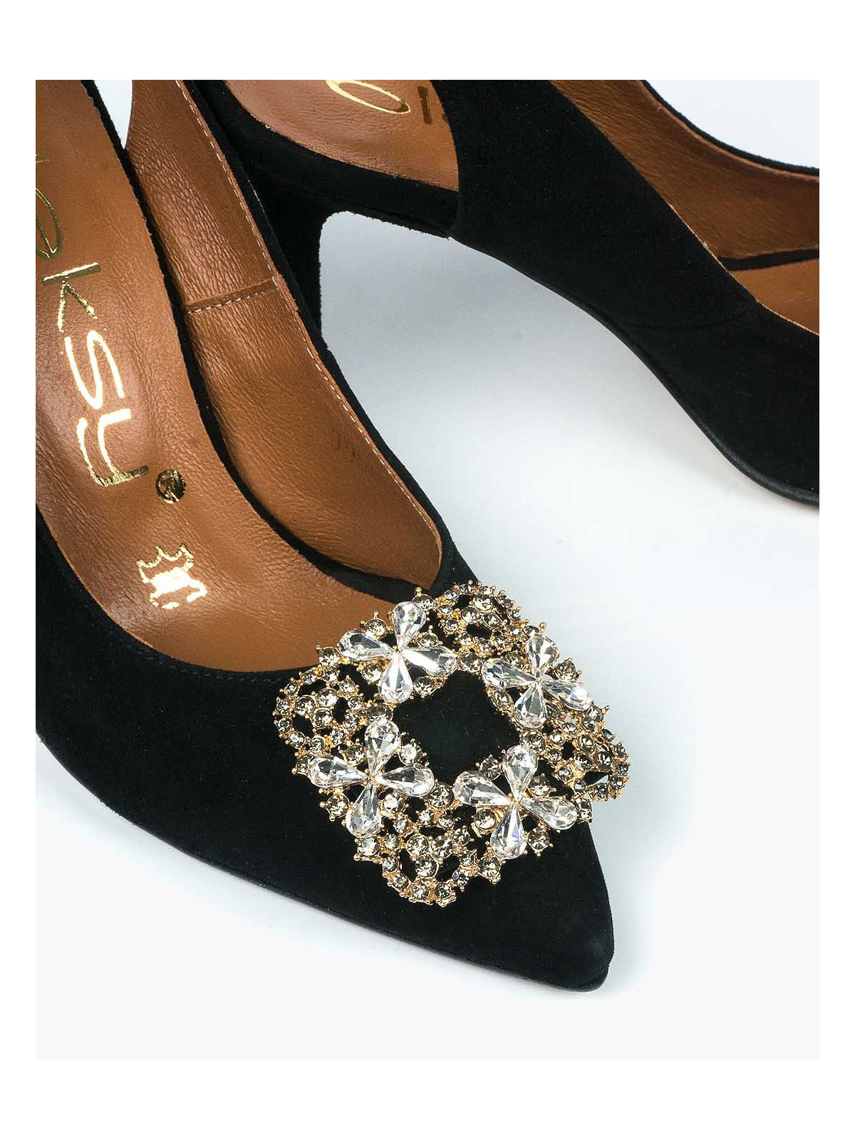 Czarne czółenka damskie skórzane