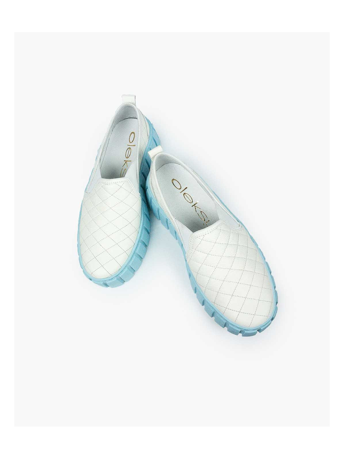 Białe półbuty damskie skórzane