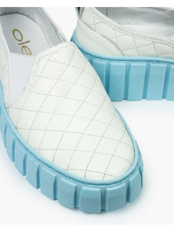 Białe półbuty damskie skórzane