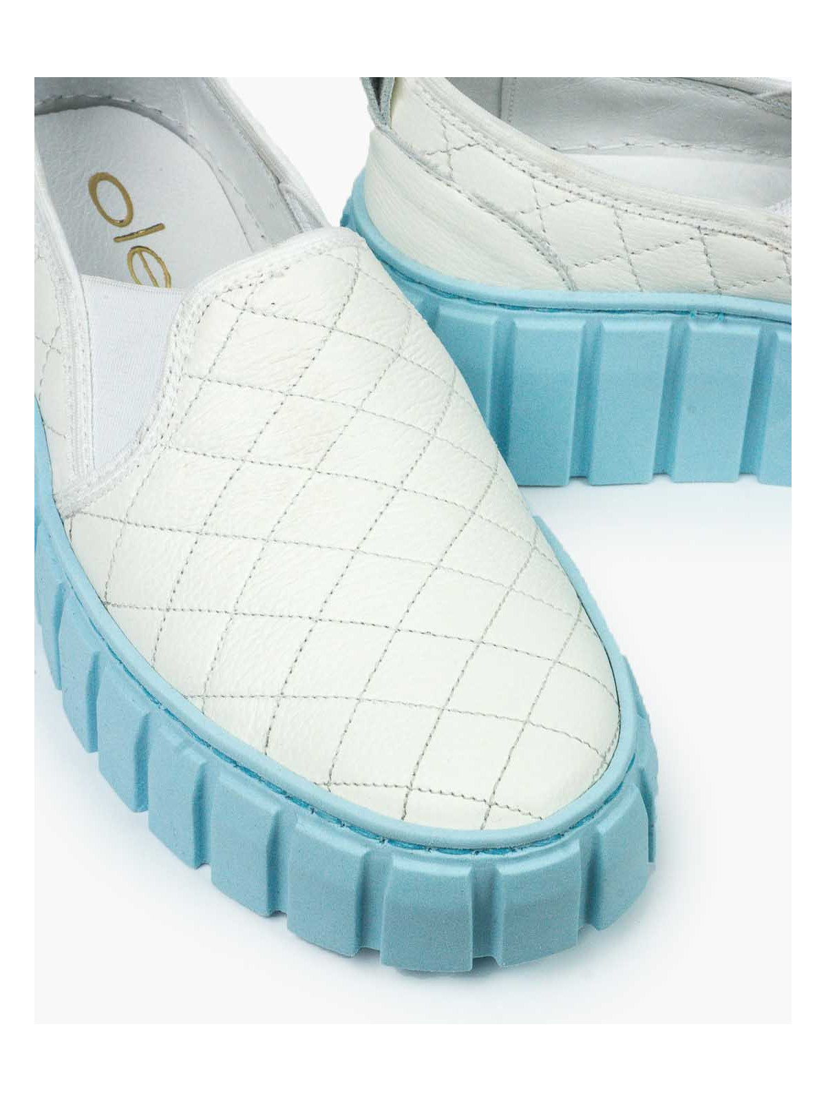 Białe półbuty damskie skórzane