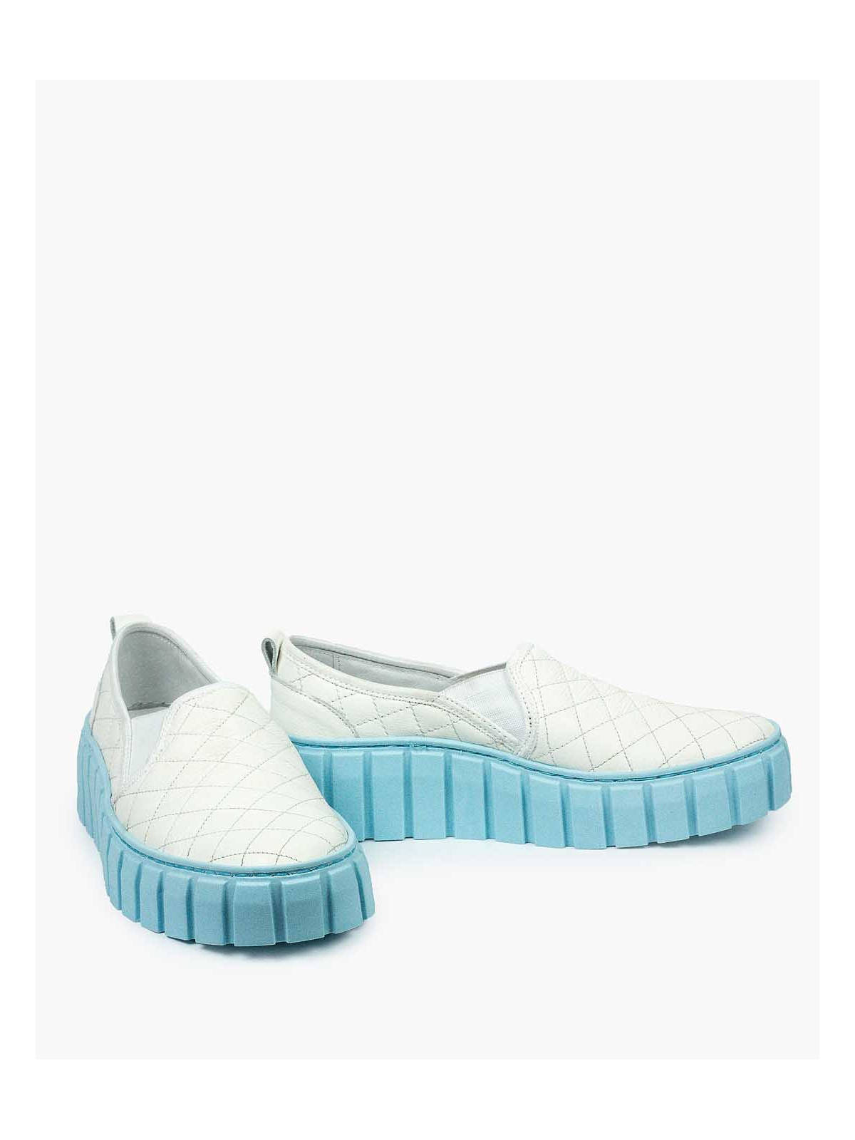 Białe półbuty damskie skórzane