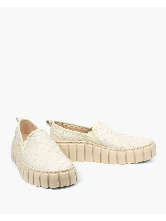 Beżowe półbuty damskie skórzane