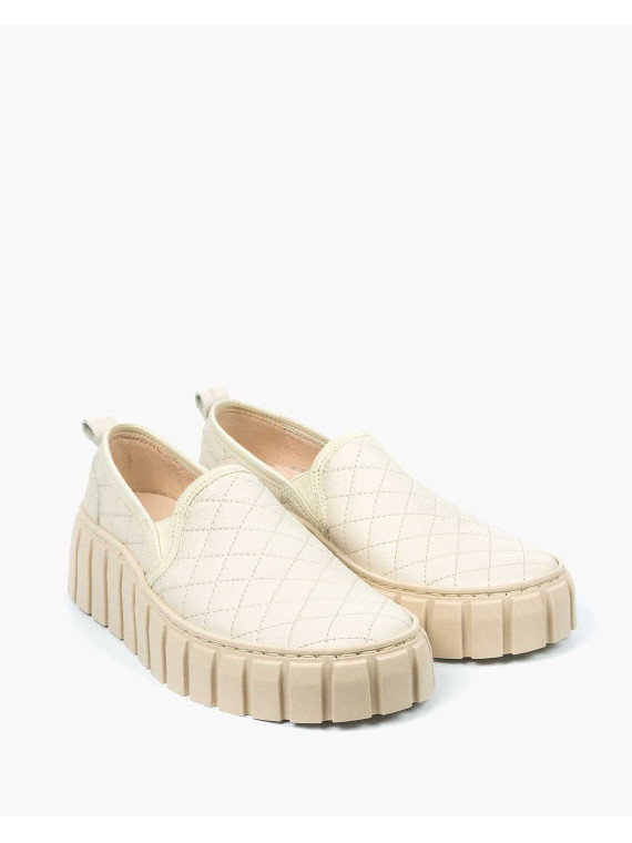 Beżowe półbuty damskie skórzane