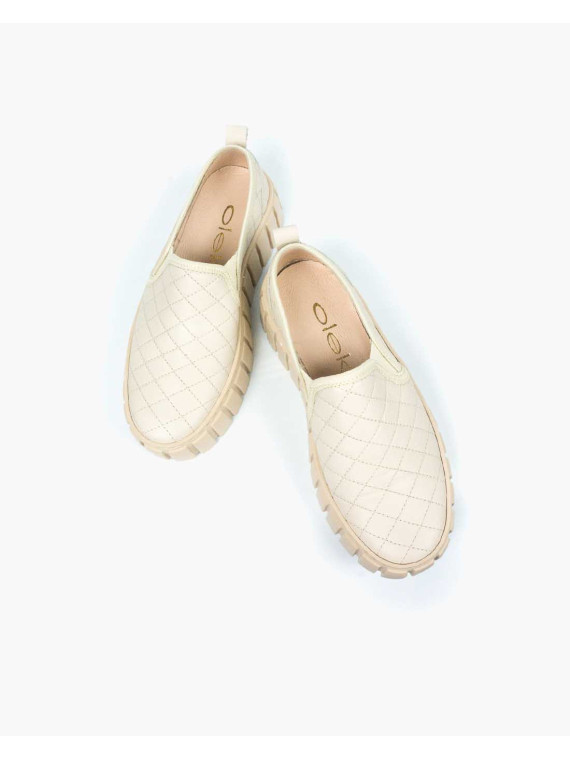 Beżowe półbuty damskie skórzane