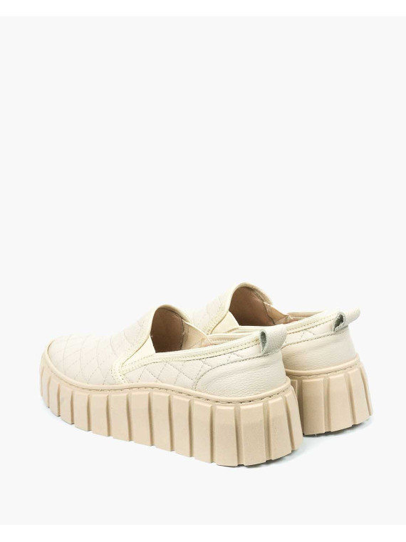 Beżowe półbuty damskie skórzane