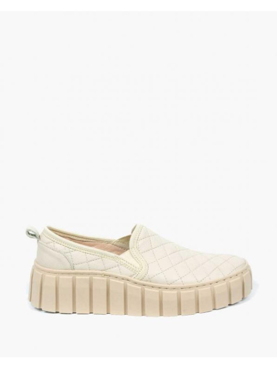 Beżowe półbuty damskie skórzane