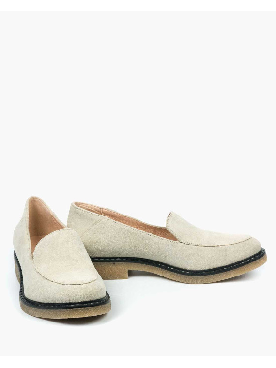 Beżowe mokasyny damskie skórzane