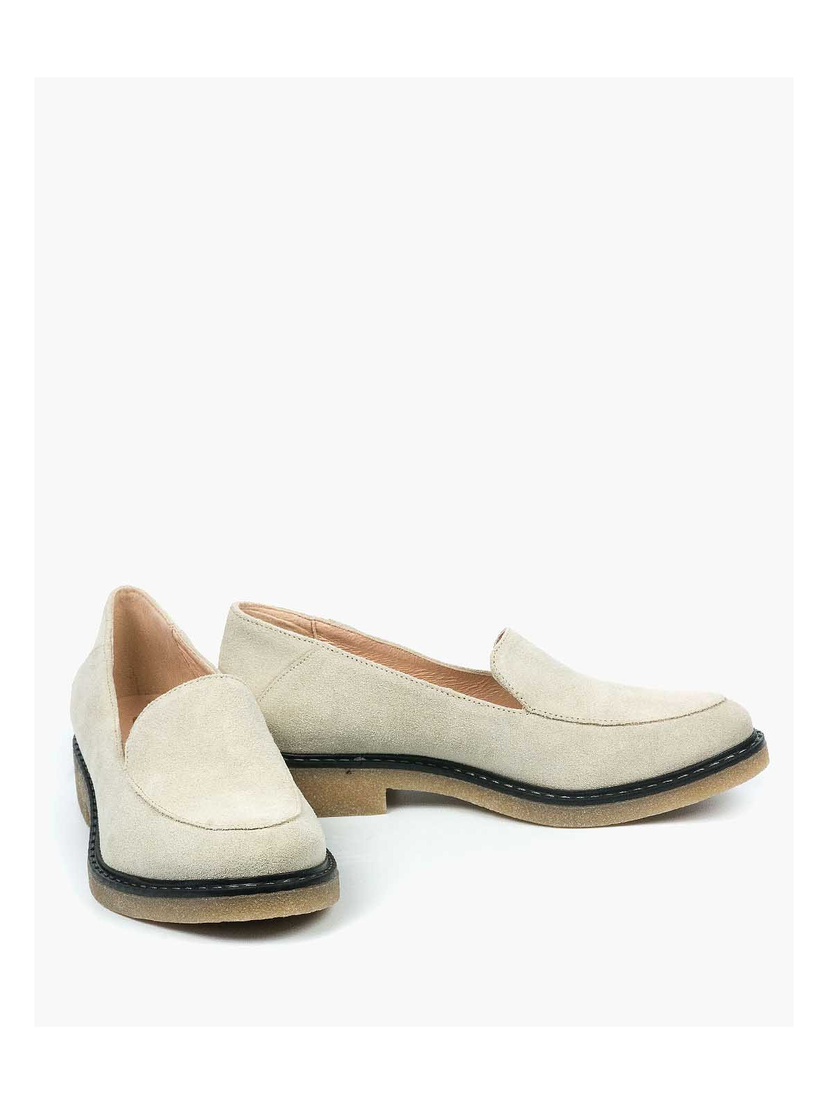 Beżowe mokasyny damskie skórzane