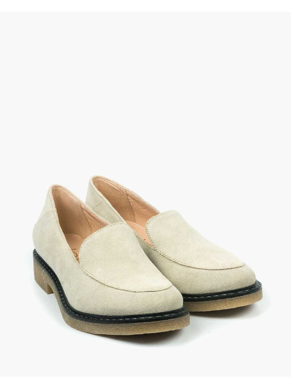 Beżowe mokasyny damskie skórzane