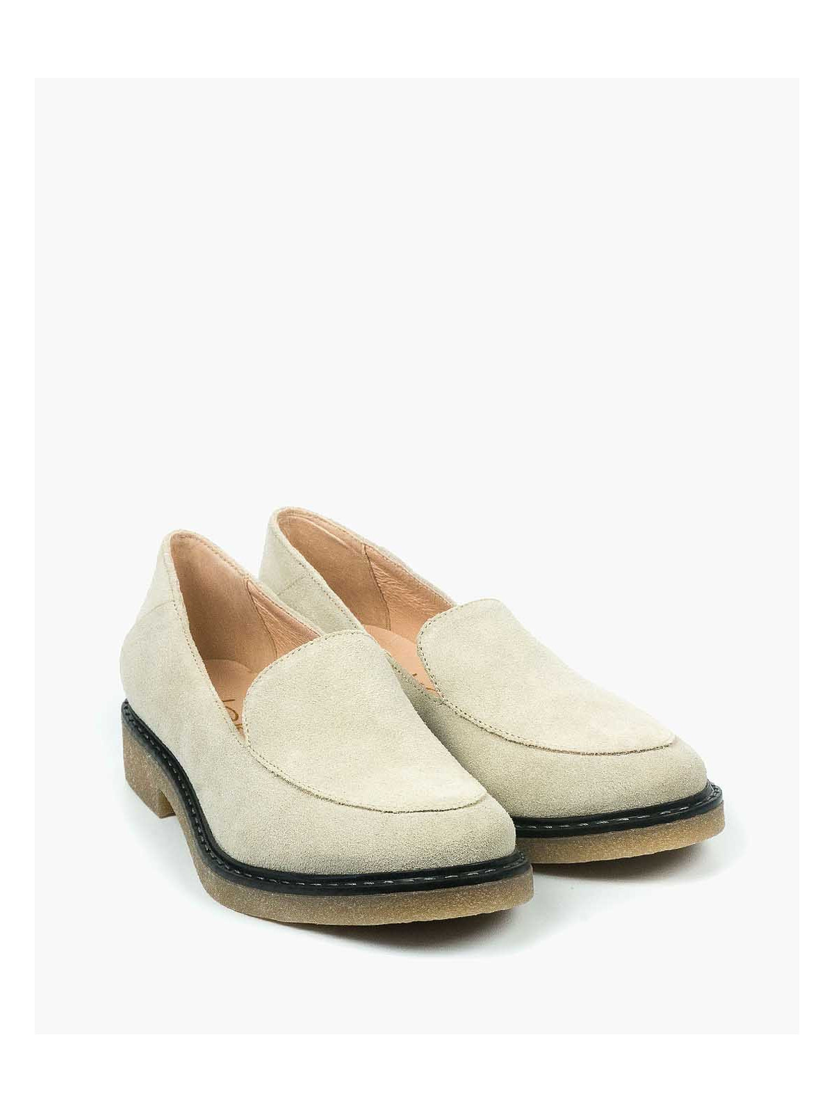 Beżowe mokasyny damskie skórzane