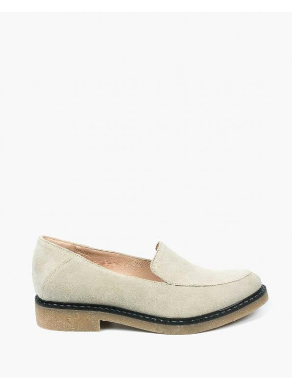 Beżowe mokasyny damskie skórzane