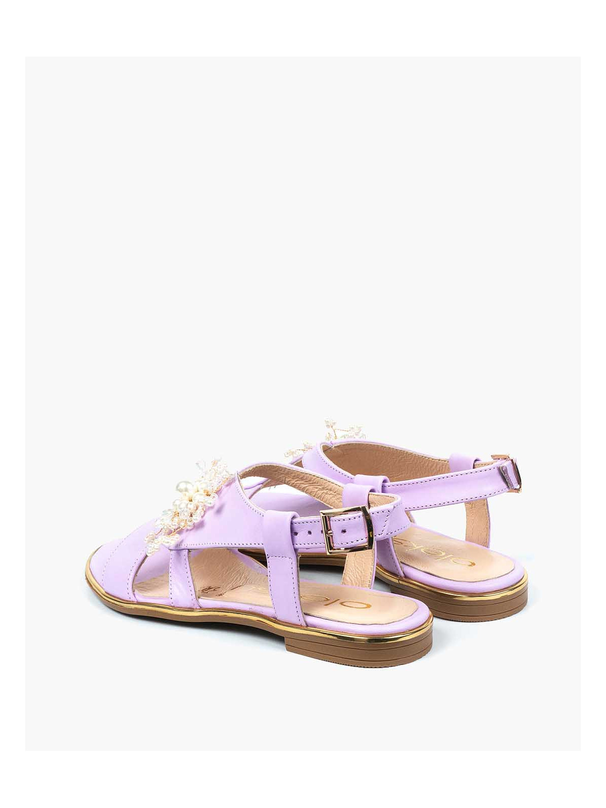 Fioletowe sandały damskie skórzane