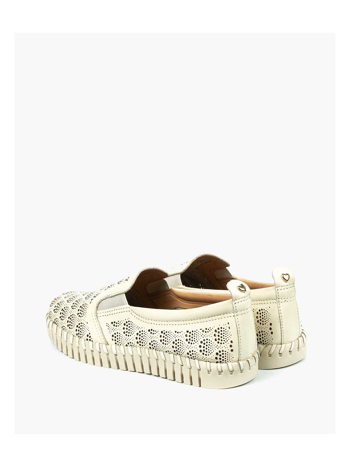 Kremowe półbuty damskie skórzane