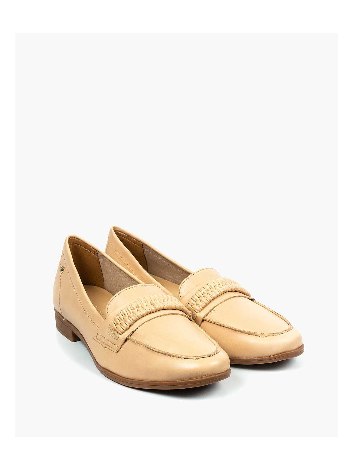 Beżowe mokasyny damskie skórzane