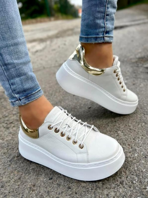 Białe trampki damskie skórzane