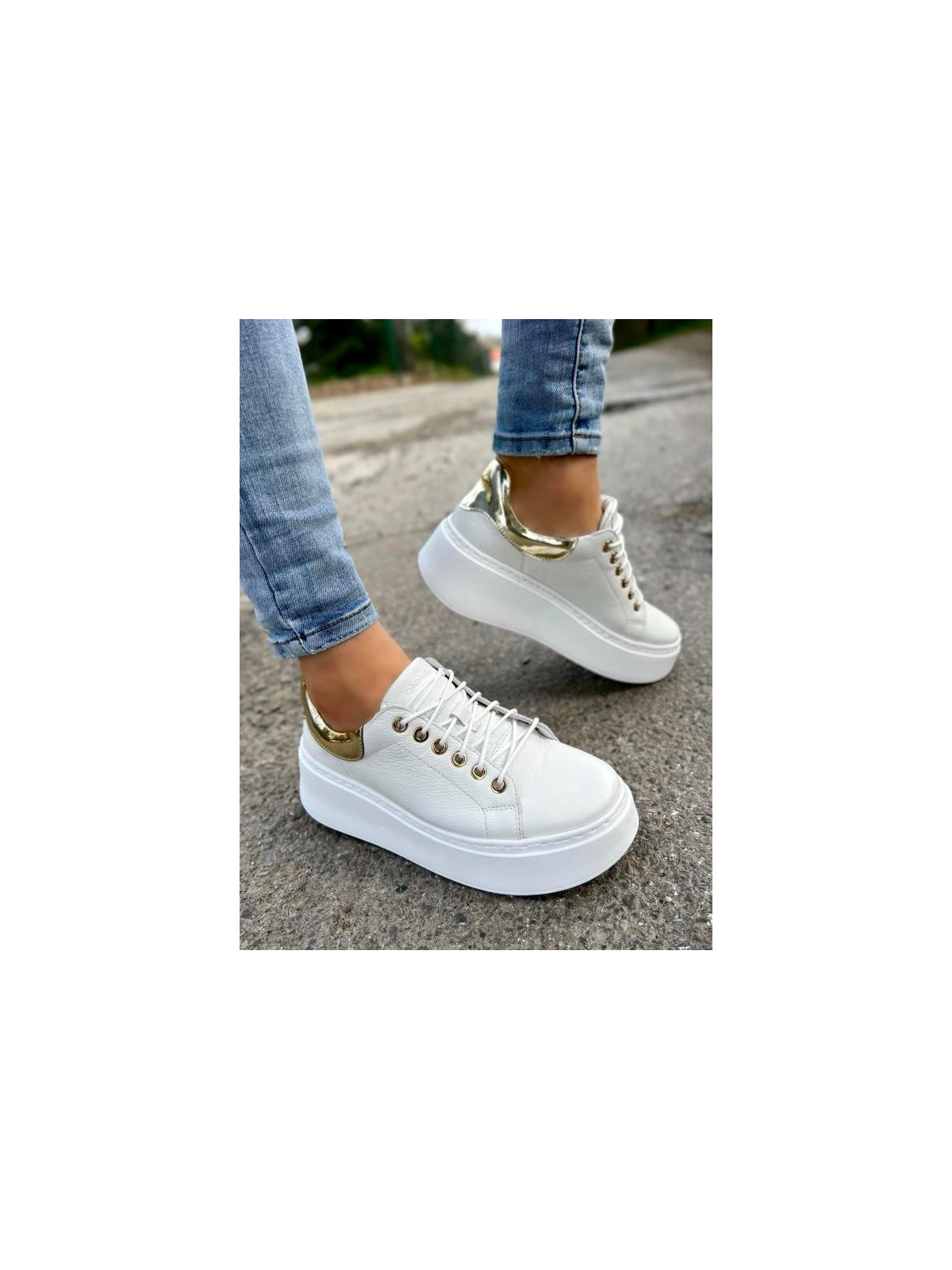 Białe trampki damskie skórzane