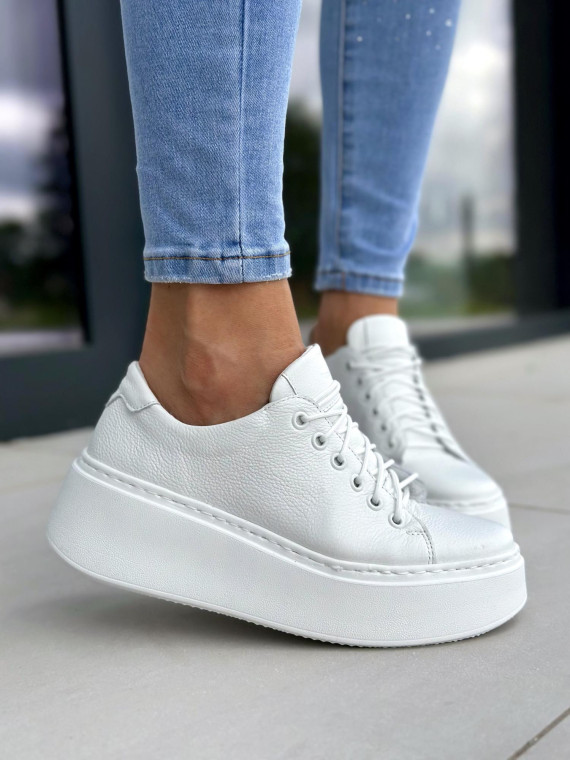 Białe trampki damskie skórzane