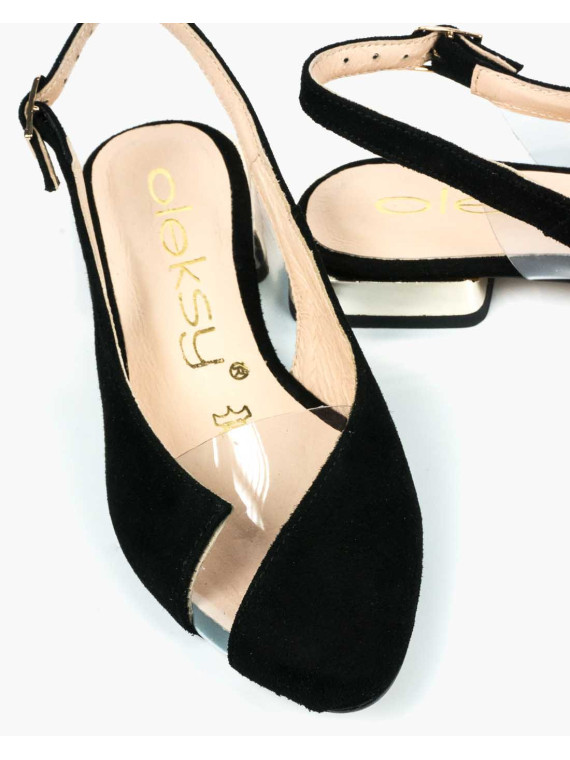 Czarne sandały damskie skórzane