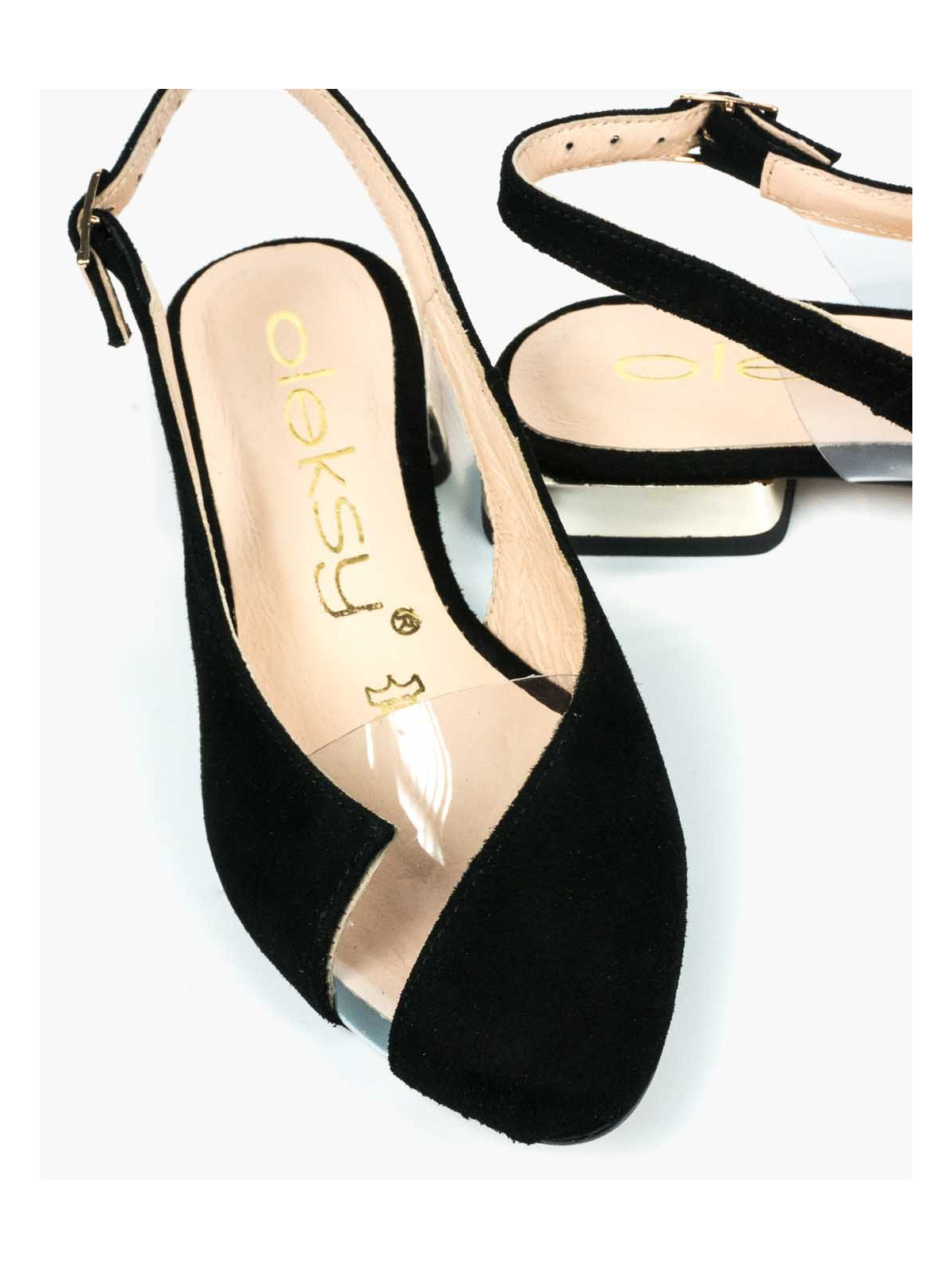 Czarne sandały damskie skórzane